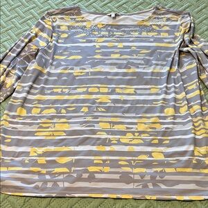 Coral Bay Floral Striped Blouse in Yellow and Gray